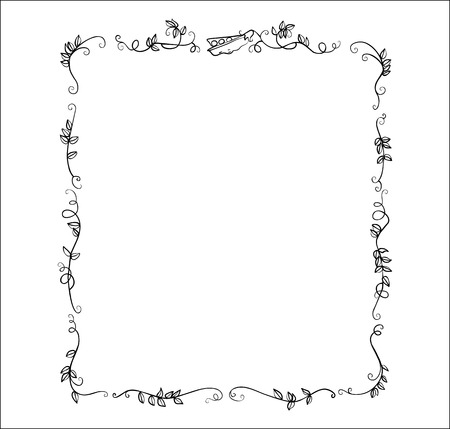large frame one-line drawn ornament peas and leaves Vector illustration.のイラスト素材