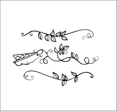 one line painted pea ornament Vector illustration.のイラスト素材