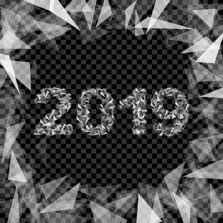2019 new year number composed of triangles translucent insulated with highlights borderのイラスト素材