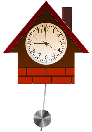 Broun wall clock with pine. Isolate objectsのイラスト素材