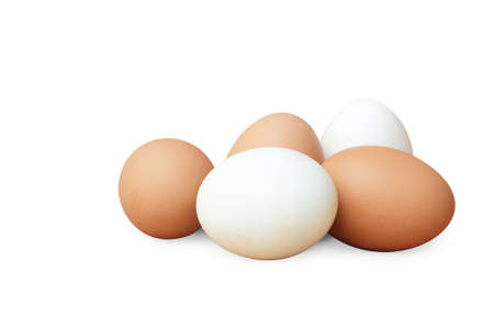 Many eggs on white background