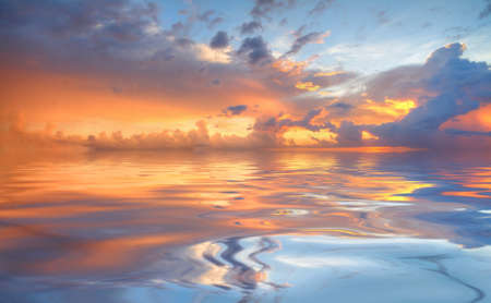 Background image from colorful sky and beautiful water reflection
