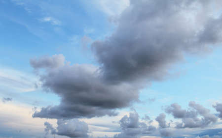 Natural background of blue sky and many cloudsの写真素材