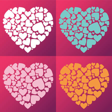 Colorful background caused by the composition of heartのイラスト素材