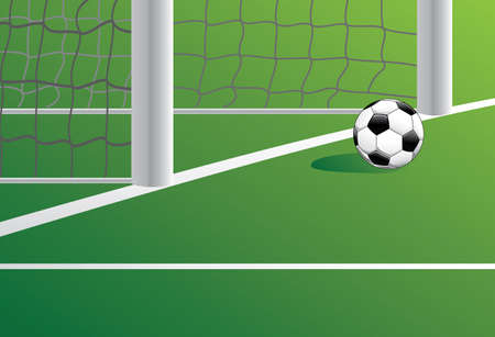 A football located at the goal. Vector illustrationのイラスト素材