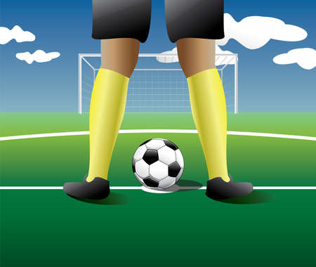 Soccer player In the manner for the penalty kick.Vector illustrationのイラスト素材