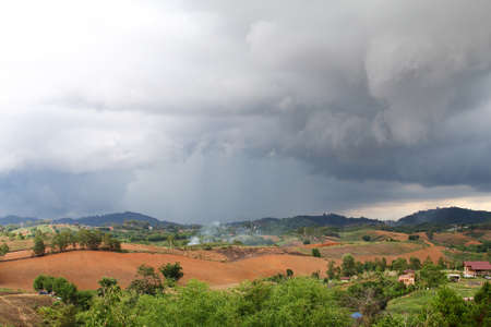 Abstract background of nature and arcus cloud (shelf cloud) during time the rains