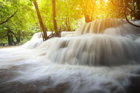 A beautiful view of Huay Mae khamin waterfall at Kanchanaburi province in Thailand. traveling and attractions conceptの写真素材