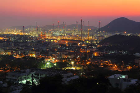 Beautiful scenery during time the twilight view from top of oil refinery industry. Oil refinery industry at Chonburi province in Thailand. Landscape of industry estate in Thailand. Industry conceptの写真素材