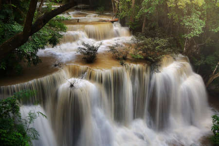 A beautiful view of Huay Mae khamin waterfall at Kanchanaburi province in Thailand. traveling and attractions conceptの写真素材