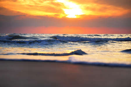 Abstract background of the beach  during sunrise at Prachuap Khiri Khan province in Thailand.