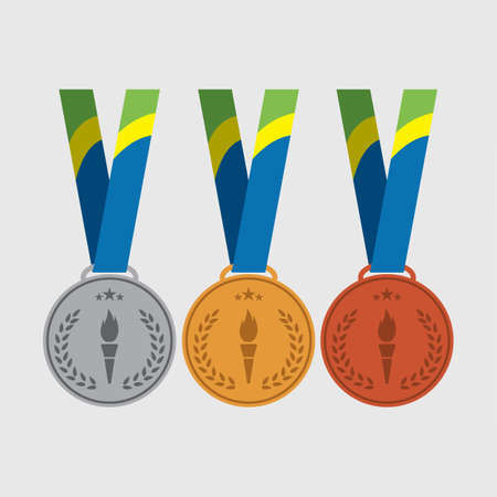Vector trophy for winners medals: gold, silver, bronze medal.のイラスト素材