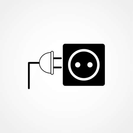 Electric outlet illustration on white background. Energy socket electrical outlet plug appliance interior icon. Wire cable cord connection electrical outlet plugのイラスト素材