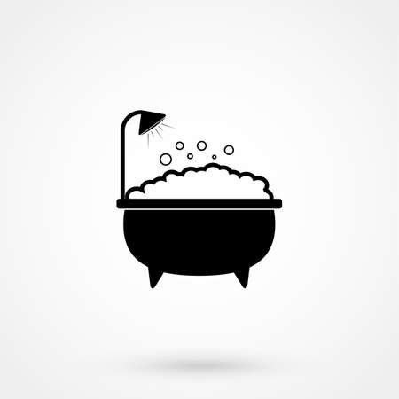 Bathroom icon. Bath with shower sign.のイラスト素材