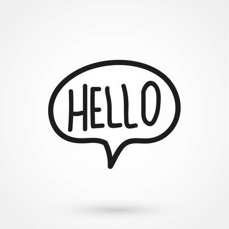 Speech bubbles with "hello" word, hand drawn vectorのイラスト素材