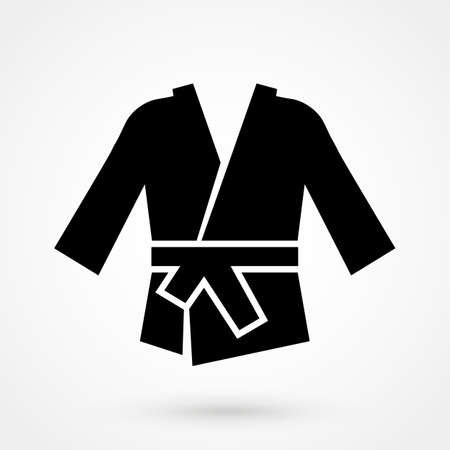 karate kimono icon in a flat design in black color. Vector illustrationのイラスト素材