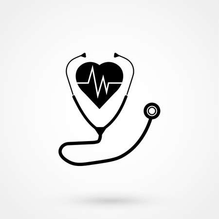 cardiology stethoscope heart iconのイラスト素材