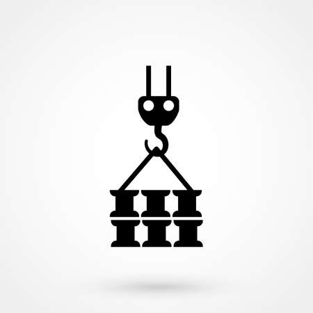 pictograph crane hook, lifting work, installation works, building, fully editable vector imageのイラスト素材