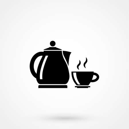 kettle cup icon vector illustration in trendy flat style isolated on grey background.のイラスト素材