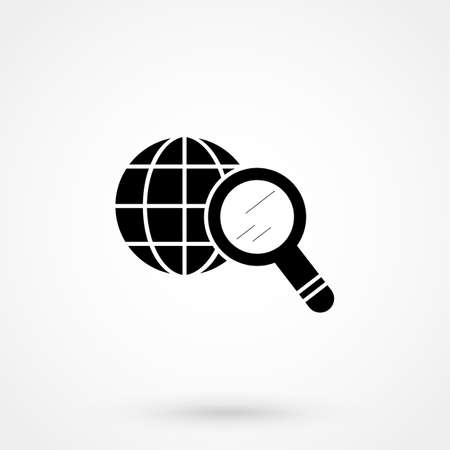 Magnify globe icon flat. Black pictogram on white background. Vector illustration symbol and bonus buttonのイラスト素材