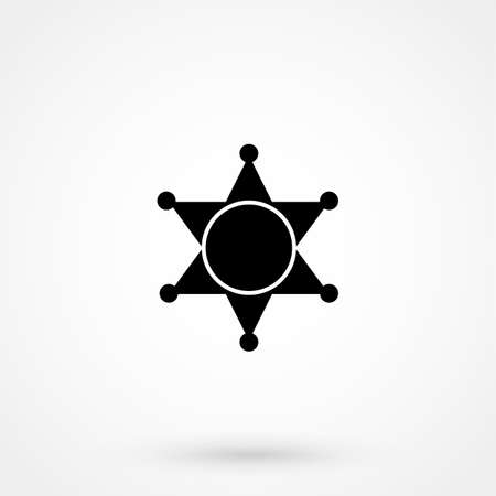 Sheriff star black symbol. Simple silhouette of six rays star with round tips.のイラスト素材