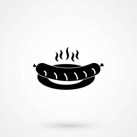 Sausage Icon Vector. Flat simple Blue pictogram on white background. Illustration symbol with shadowのイラスト素材