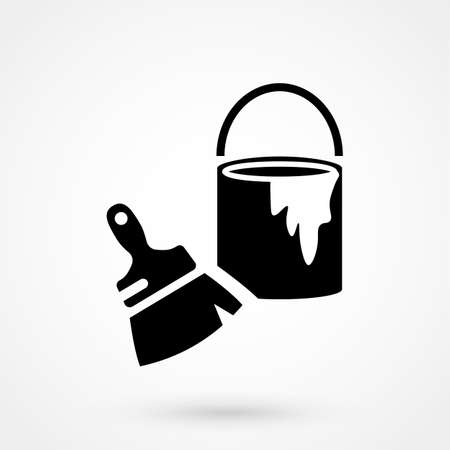 vector black paint and paint brush on white backgroundのイラスト素材