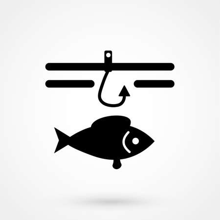 Fishing hook and fish icon.のイラスト素材
