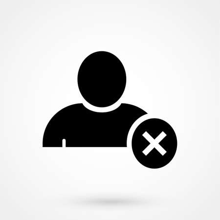 Remove user sign icon. Remove friend symbol. Flat design style.のイラスト素材