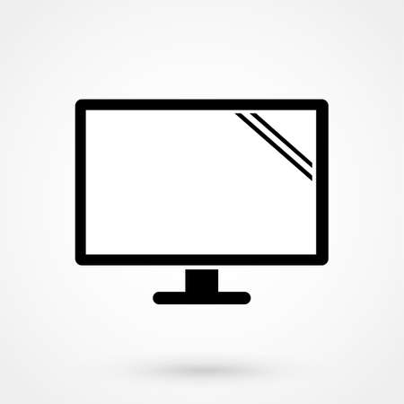 Monitor PC, Icon computer screen flat style with shadow on white background, stylish vector illustration for web designのイラスト素材