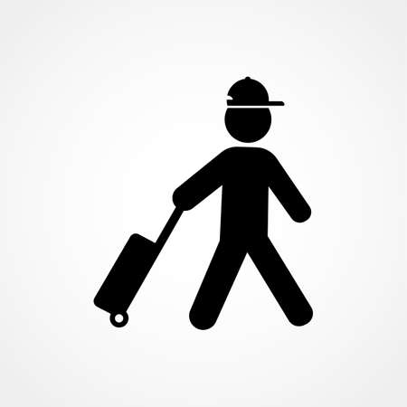 Passenger Pulling a Rolling Bag Iconのイラスト素材