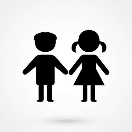 Vector girl and boy Icon.のイラスト素材