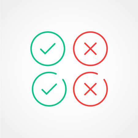 Thin line check mark iconsのイラスト素材
