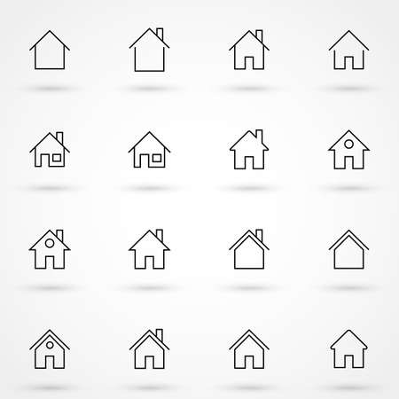 Simple collection of home related line icons. Thin line vector set of signs for infographic, logo, app development and website design. Premium symbols isolated on a white background.のイラスト素材