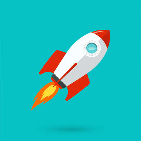 Rocket ship vector illustration. Space ship icon in flat style.