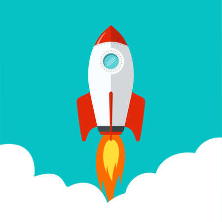 Rocket ship vector illustration. Space ship icon in flat style.のイラスト素材