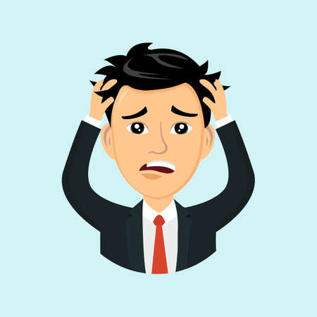 Vector flat illustration icon man with a headacheのイラスト素材