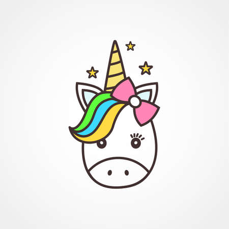 Cute unicorn face illustration.のイラスト素材