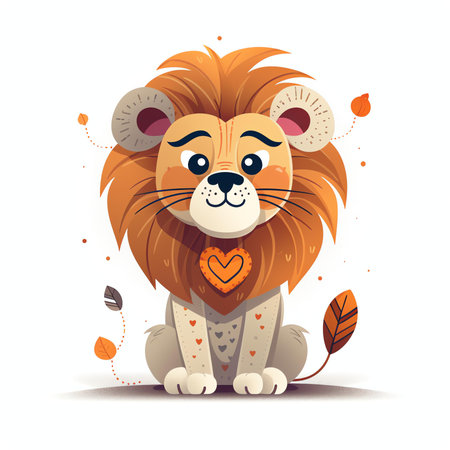 Lion in love. Cute cartoon animal. Vector illustration.の素材