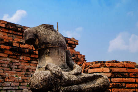 Ancient broken statue of buddha in Ayutthaya , Thailand , Lot story about history of THAILAND. history conceptの写真素材
