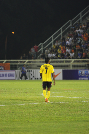 JOHOR BAHRU - JANUARY 14 ; Negeri Sembilan player S  Kunalan during a Malaysian Super League match between Johor FC and Negeri Sembilan at JCorp Stadium in Pasir Gudang on January 14th 2012  のeditorial素材