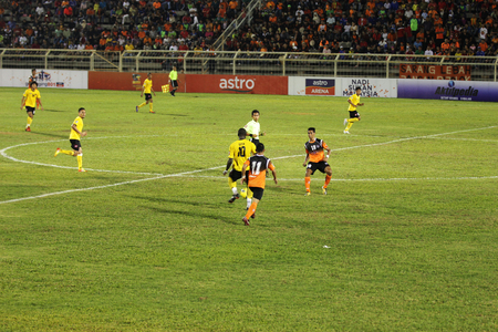 JOHOR BAHRU - JANUARY 14 ; Effa Owana of Negeri Sembilan during a Malaysian Super League match between Johor FC and Negeri Sembilan at JCorp Stadium in Pasir Gudang on January 14th 2012  のeditorial素材