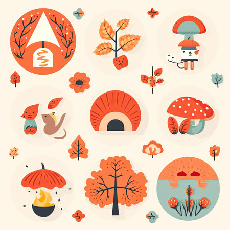 Autumn forest animals celebration theme.の素材