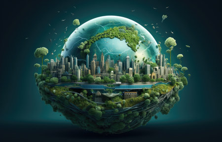 Environmental earth globe image, in the style of intricate cityscapes.の素材