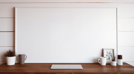 Empty desktop that has a white screen.の素材