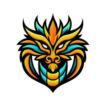 The colorful dragon art vector illustration is a vibrant and eye-catching design.のイラスト素材