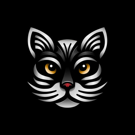 The Silver Cat Head Art Vector Illustration is a cute and unique design that would be perfect for such as a t-shirt design, or even  business that caters to cats.のイラスト素材