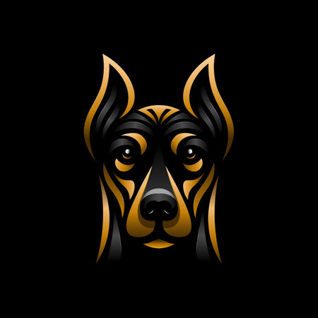 This Doberman illustration is a bold and striking image. It would be a great choice for branding to convey a sense of strength, power, and protection.のイラスト素材