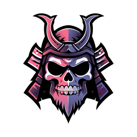 The samurai skull ilustration is a powerful image that represents the strength, power, and honour of the samurai warrior.のイラスト素材