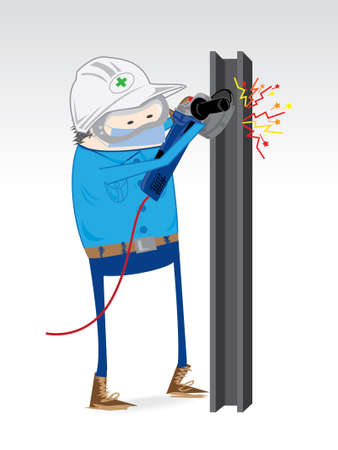 Dress for work grinding steel industry.のイラスト素材